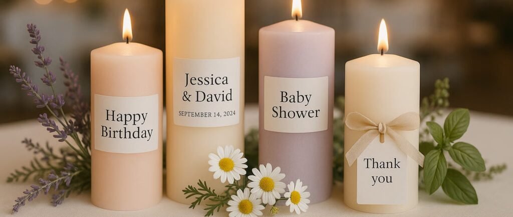 Custom candles for weddings and birthdays with elegant packaging