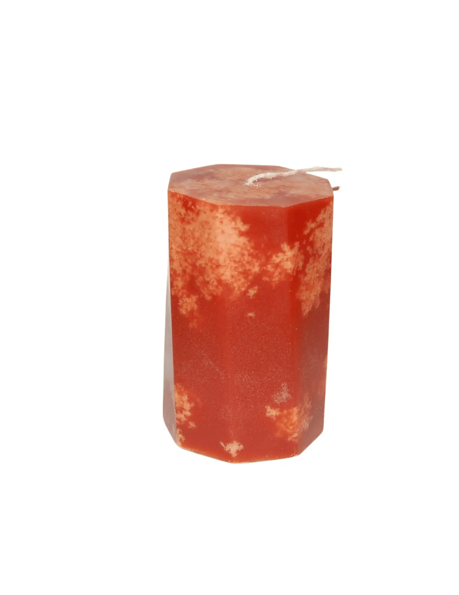 White Maple Crunch Candle – 15 oz mottled hexagon pillar with warm amber tones