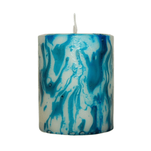Hand-poured Be Enchanted Candle – 14 oz marbled paraffin with aqua blue design